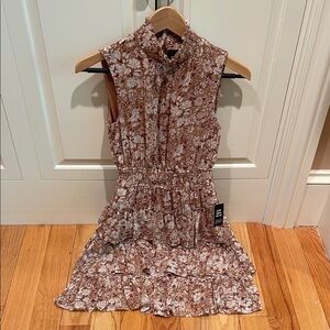 Floral Sleeveless Brown Dress